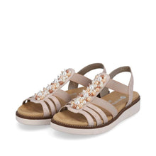 Load image into Gallery viewer, Remonte Rose Metallic Multi Pearl Decorative Front Elasticated Open Toe Comfort Sandal
