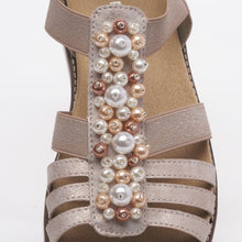 Load image into Gallery viewer, Remonte Rose Metallic Multi Pearl Decorative Front Elasticated Open Toe Comfort Sandal - Boutique on the Green 

