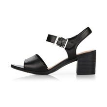 Load image into Gallery viewer, Remonte black leather buckle trim block heel sandal
