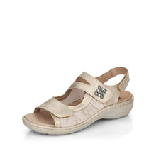 Load image into Gallery viewer, Remonte Metallic Fabric Inserts &amp; Multi Velcro Straps Open Toe Comfort Sandal
