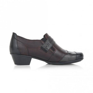 Remonte Leather Patchwork Strap Detail Heeled Shoe