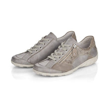 Load image into Gallery viewer, Remonte Metallic Patchwork Lace &amp; Zip Up Trainer
