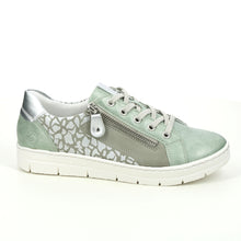 Load image into Gallery viewer, Remonte Mint Leather With Animal Print Zip &amp; Lace Comfort Trainer - Boutique on the Green 

