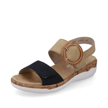 Load image into Gallery viewer, Remonte Suede Leather Double Strap Velcro With Cork Trim Open Toe Comfort Sandal
