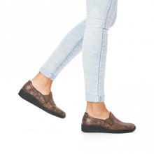 Load image into Gallery viewer, Rieker Brown Crackled Upper Slip On Loafer Moccasin Style Shoe - Boutique on the Green 
