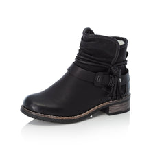 Load image into Gallery viewer, Rieker Black Chunky Rouched Fur Lined Ankle Boot - Boutique on the Green 
