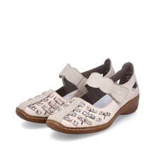 Load image into Gallery viewer, Rieker Beige Leather Multi Colour Inter Weve Closed Toe Mary Jane Shoe
