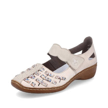 Load image into Gallery viewer, Rieker Beige Leather Multi Colour Inter Weve Closed Toe Mary Jane Shoe
