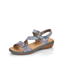 Load image into Gallery viewer, Rieker Blue Leather Multi Strap &amp; Velcro Comfort Sandal
