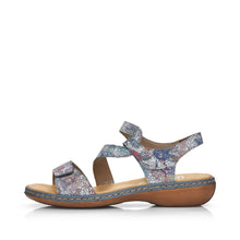 Load image into Gallery viewer, Rieker Blue Leather Multi Strap &amp; Velcro Comfort Sandal
