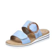 Load image into Gallery viewer, Rieker Light Blue Slip On Mule 2 Straps &amp; Detailed Buckle
