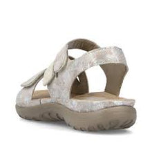 Load image into Gallery viewer, Rieker Metallic Beige Multi Velcro Strap Open Toe Comfort Sandal
