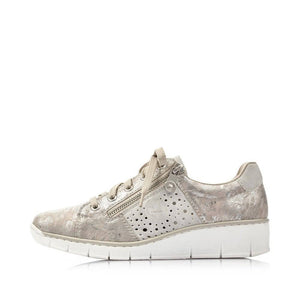Rieker Metallic Punch Out Zip & Lace Up Trainer