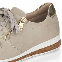 Load image into Gallery viewer, Rieker Soft Gold Small Wedge Zip &amp; Lace Up Trainer
