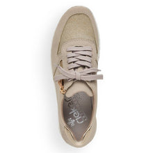 Load image into Gallery viewer, Rieker Soft Gold Small Wedge Zip &amp; Lace Up Trainer
