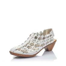 Load image into Gallery viewer, Rieker Soft Leather Interweave Slingback Closed Toe Heeled Shoe
