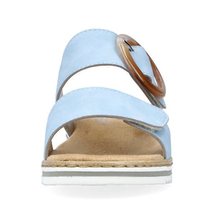 Rieker Light Blue Slip On Mule 2 Straps & Detailed Buckle - Boutique on the Green 