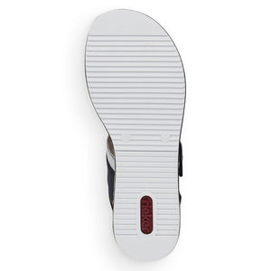 Rieker Navy & Silver Trim Double Velcro Strap Open Toe Sandal - Boutique on the Green 