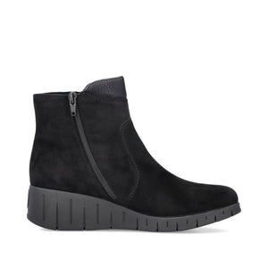 Rieker Black Suede Wedge Water Repellent Winter Chunky Boot - Boutique on the Green 