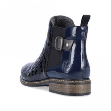 Load image into Gallery viewer, Rieker Leather Navy Patent Moc Croc Chelsea Style Ankle Boot - Boutique on the Green 
