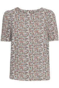 BYoung Short Sleeve Rose Ditsy Woven Top