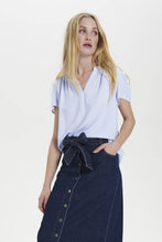 Load image into Gallery viewer, Saint Tropez Britta Heather Textured Open Collar Loose Blouse
