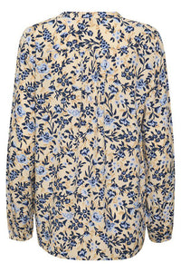 Saint Tropez Edasz Cream Backyard Floral Printed Long Sleeve Woven Shirt