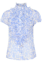 Załaduj obraz do przeglądarki galerii, Saint Tropez LiljaSZ Printed Semi Sheer Multi Ruffle Front Woven Shirt Blouse
