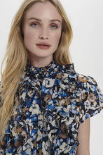 Load image into Gallery viewer, Saint Tropez Lilly Floral Ruffle Front Short Sleeve Woven Blouse

