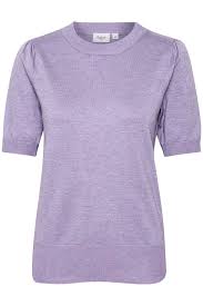 Saint Tropez Milasz Lavender Melange Fine Knit Short Sleeve Jumper - Boutique on the Green 