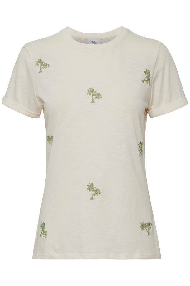 Saint Tropez organic cotton palm embroidery jersey t-shirt - Boutique on the Green 