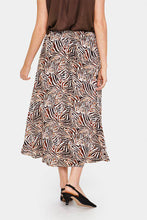 Load image into Gallery viewer, Saint Tropez Tessasz Hot Fudge Zebra Stroke Woven A-Line Midi Skirt
