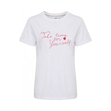 Load image into Gallery viewer, Saint Tropez Tovasz Bright White 100% Cotton Front Slogan Short Sleeve T-Shirt
