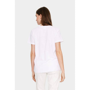 Saint Tropez Tovasz Bright White 100% Cotton Front Slogan Short Sleeve T-Shirt