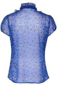 Saint Tropez LiljaSZ Printed Semi Sheer Multi Ruffle Front Button Through Woven Shirt Blouse - Boutique on the Green 