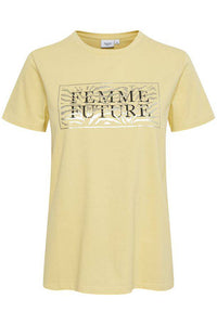 Saint Tropez Getina Yellow Placement Print T-Shirt - Boutique on the Green 