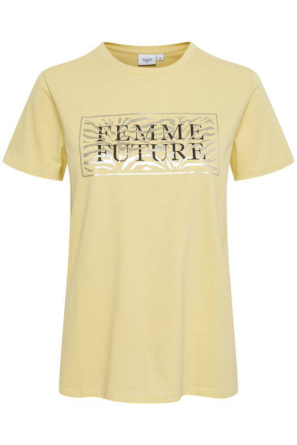 Saint Tropez Getina Yellow Placement Print T-Shirt - Boutique on the Green 