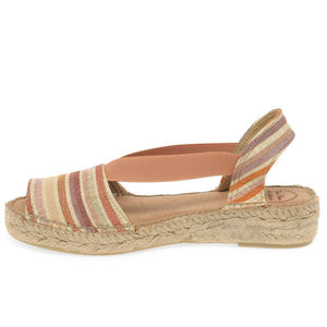 Stripe Open Toe Flat Espadrille - Boutique on the Green 