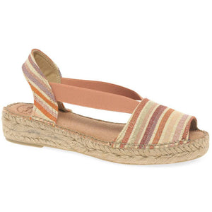 Stripe Open Toe Flat Espadrille - Boutique on the Green 