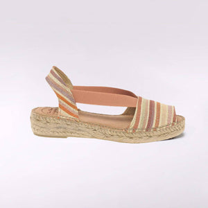 Stripe Open Toe Flat Espadrille - Boutique on the Green 