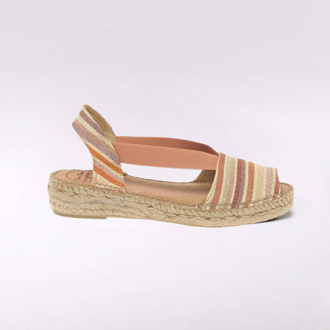 Stripe Open Toe Flat Espadrille - Boutique on the Green 