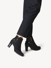 Load image into Gallery viewer, Tamaris Black Microfibre Platform Heeled Ankle Boot With Back Trim
