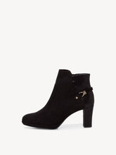 Load image into Gallery viewer, Tamaris Black Microfibre Platform Heeled Ankle Boot With Back Trim
