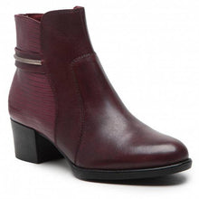 Load image into Gallery viewer, Tamaris Bordeaux Leather Heeled Ankle Boot With Moc Croc &amp; Trim Detailing - Boutique on the Green 
