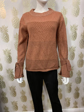 Load image into Gallery viewer, Terracotta red knitted jumper with tie detail at cuff (8% Mohair &amp; 15% Wool) - Boutique on the Green 
