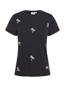 Saint Tropez organic cotton palm embroidery jersey t-shirt - Boutique on the Green 