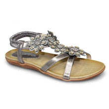 Load image into Gallery viewer, Lunar Fiji open toe floral &amp; diamante applique sandal
