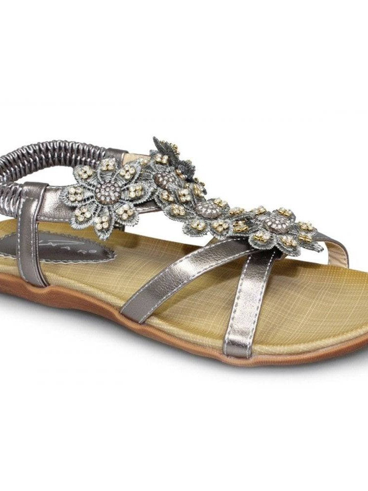 Lunar Fiji open toe floral & diamante applique sandal - Boutique on the Green 