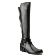 Load image into Gallery viewer, Caprice Black Leather Mix Flat Knee High Extra Wide Boot - Boutique on the Green 
