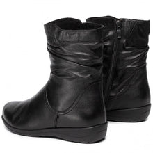Load image into Gallery viewer, Caprice Black Soft Leather Warm Lined Rouched Ankle Boot - Boutique on the Green 
